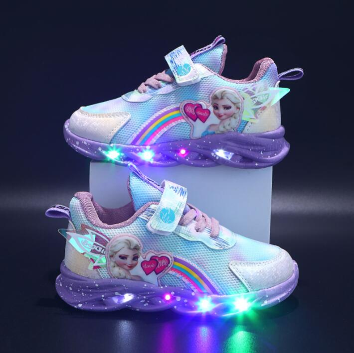 Chaussures LED Paillettes Arc-en-Ciel – Baskets Amusantes Lumineuses Pour Enfants Actifs Shoes Electro Paris Violette B 22- 13 cm