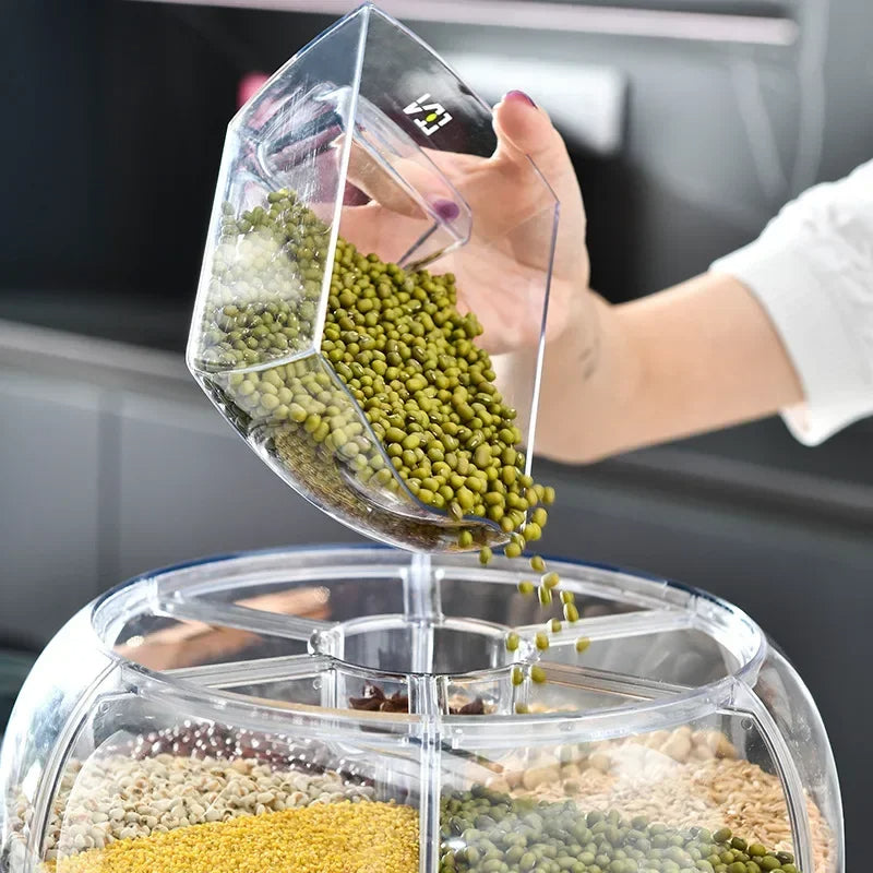 Bac De Rangement Rotatif 360° Pour Riz Et Céréales Avec Distributeur À Compartiments Kitchen Accessories Electro Paris