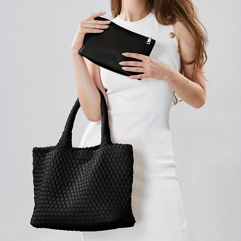 Sac Fourre-Tout Tissé Luxe Elara En Cuir Végétal Pour Style Élégant Et Voyage Quotidien Women's bag Electro Paris