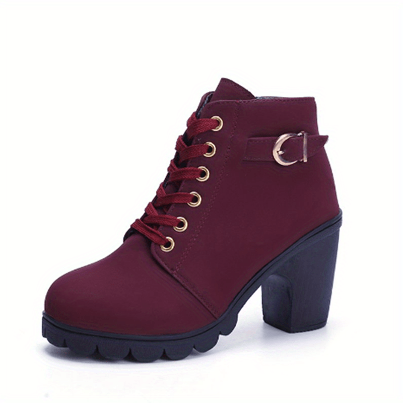 Bottes Courtes Pour Femme En Simili Cuir Avec Doublure Confortable Et Style Élégant Women's Shoes Electro Paris Rouge vin 35