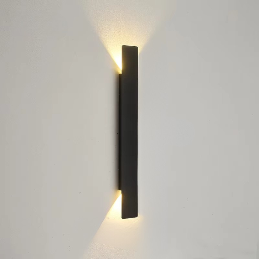 Applique murale d'extérieur élégante et étanche en aluminium fin Applique murale Electro Paris Noir Blanc chaud 41 CM