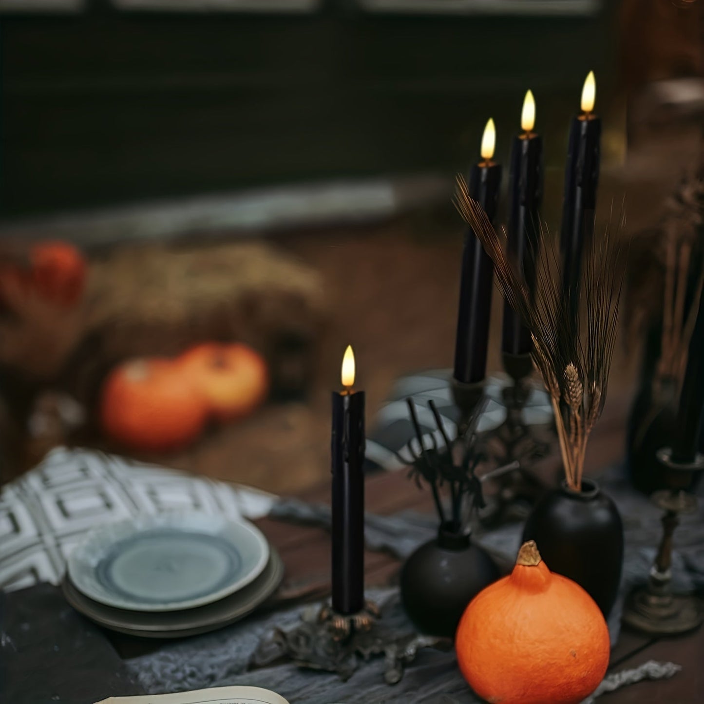 Bougies LED Noires Scintillantes avec Télécommande – Ensemble de 6 pièces Bougies Electro Paris