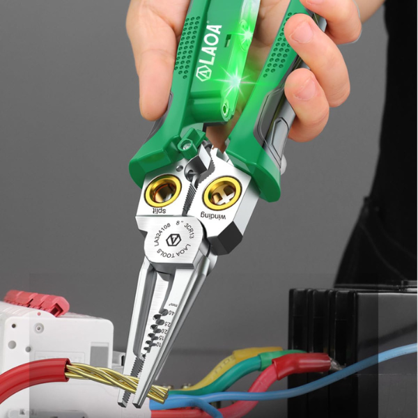 Pince à Dénuder et Coupe-Câble – 8-en-1 avec Fonction de Test Électrique Tools Electro Paris
