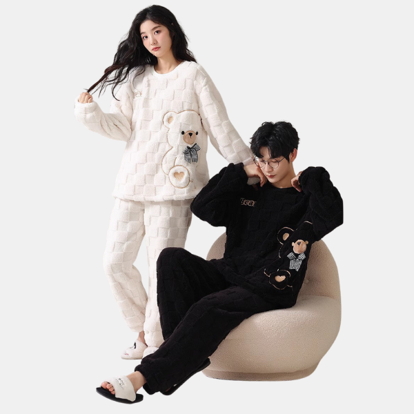 Ensemble Nuit Assorti pour Couples β Flanelle Chaude Couple Sleepwear Electro Paris