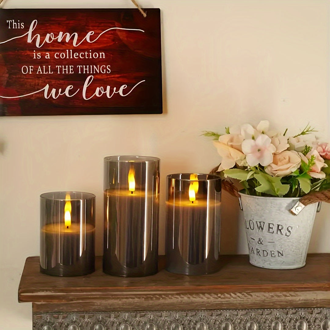 Ensemble de 3 Fausse Bougie LED avec Télécommande – Ambiance pour Fêtes Bougies LED Electro Paris Ensemble gris avec trois bandes télécommande