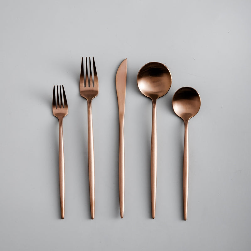 Ensemble de Couverts Moderne pour Table à Manger Couverts Electro Paris Rose Gold Mat Ensemble de 4 personnes (20 pièces)