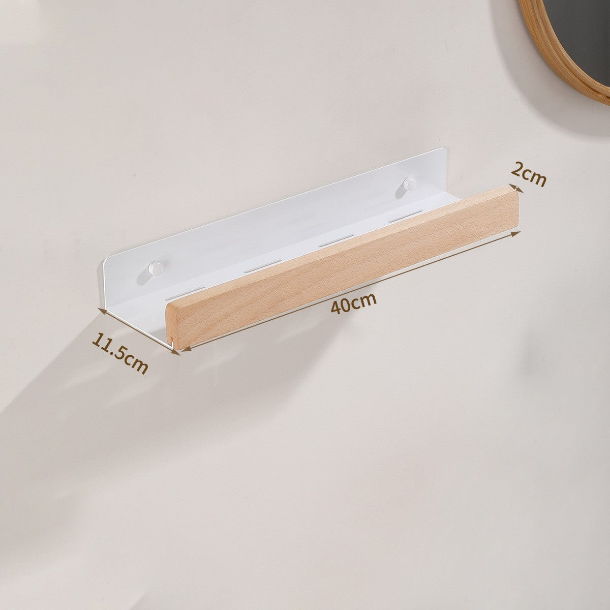 Étagère Murale en Bois pour Salle de Bain – Porte-Douche Blanc Sans Perçage Étagères de salle de bain Electro Paris