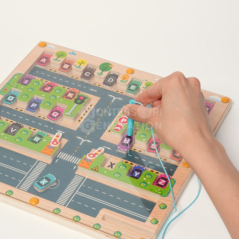 Labyrinthe Alphabétique Magnétique pour Tout-Petits – Puzzle en Bois de Correspondance des Lettres Jouets éducatifs Electro Paris