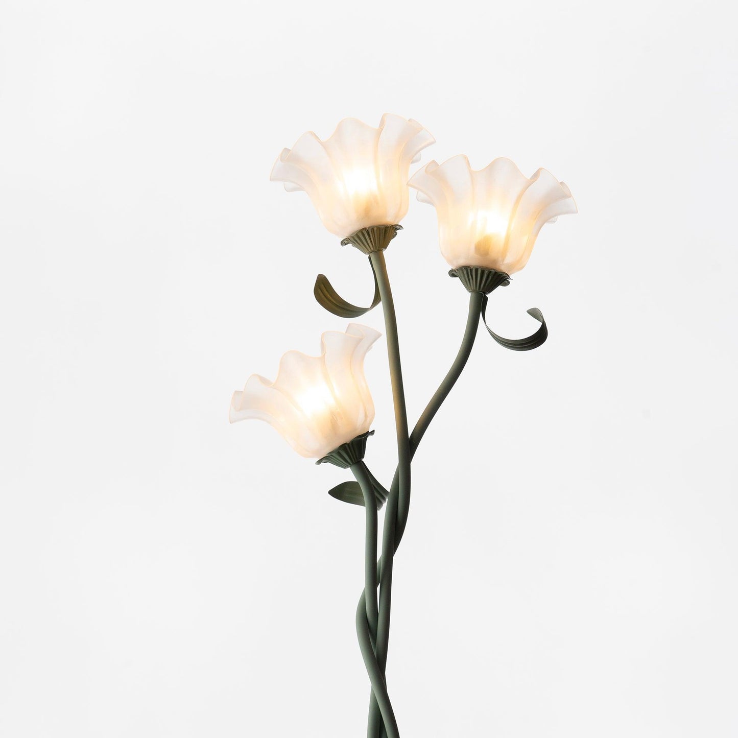 Lampadaire Design avec Fleurs Calla – Éclairage Élégant pour Salon Lampes sur pied Electro Paris 3 Têtes Ø 20cm x H 170cm Vert et blanc