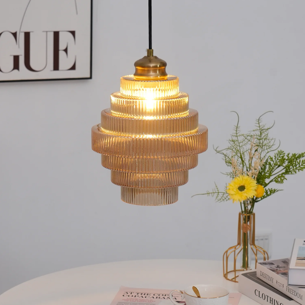 Suspension Vintage Élégante en Verre avec Finition Laiton Lampe suspendue Electro Paris
