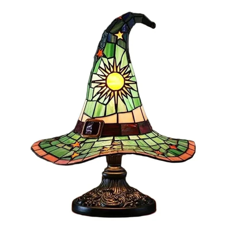 Lampe de Sorcière en Vitrail – Veilleuse Enfant pour Décoration Halloween Lampes de table Electro Paris Hauteur D 18cm
