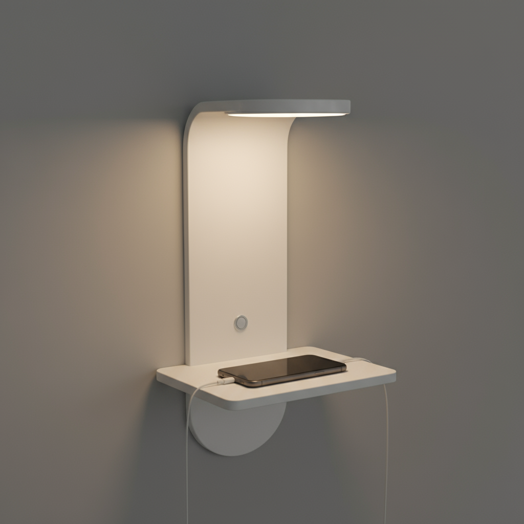 Applique Murale LED Moderne Avec USB Et Étagère En Aluminium