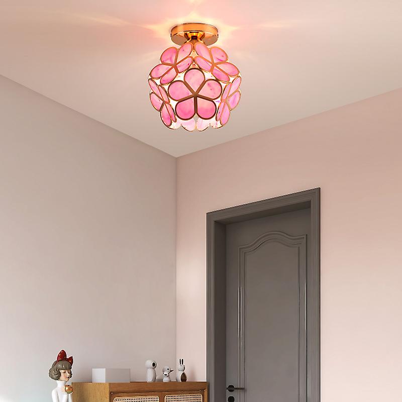 Plafonnier Design En Verre Floral Pour Salon - Luminaire Plafonnier Élégant Plafonnier Electro Paris Rose D20*H25cm
