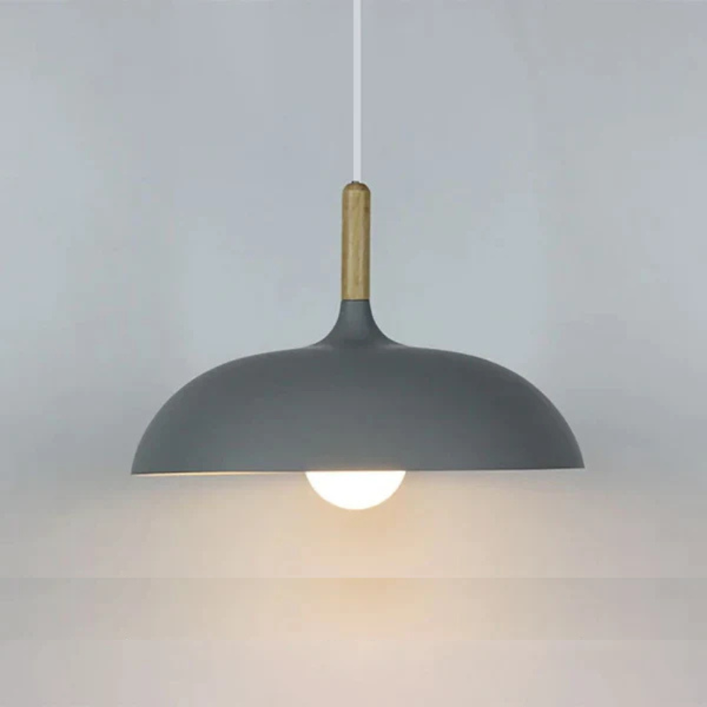 Plafonnier LED Design Scandinave en Chêne Luminaires de plafond Electro Paris Gris Blanc chaud dia35cm X h23cm