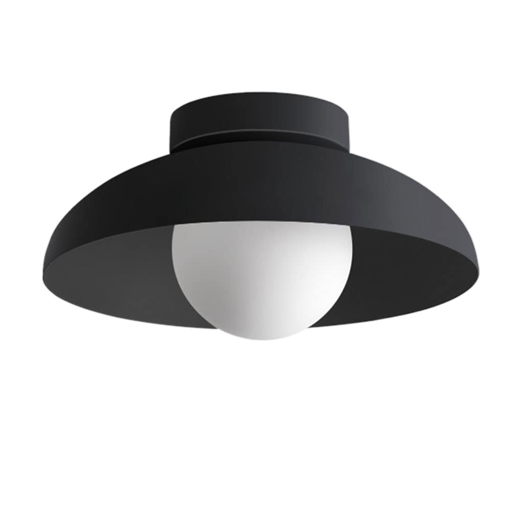 Plafonnier Dôme Moderne avec Abat-jour en Métal – Lampe Suspension Minimaliste pour Îlot de Cuisine Éclairage Electro Paris Noir D28 × H11 cm