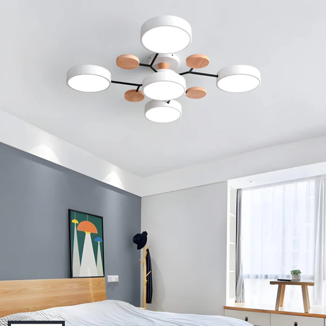 Plafonnier LED Rond Minimaliste pour Intérieurs Modernes Ceiling Lamp Electro Paris Blanc 5 Tasses Blanc chaud
