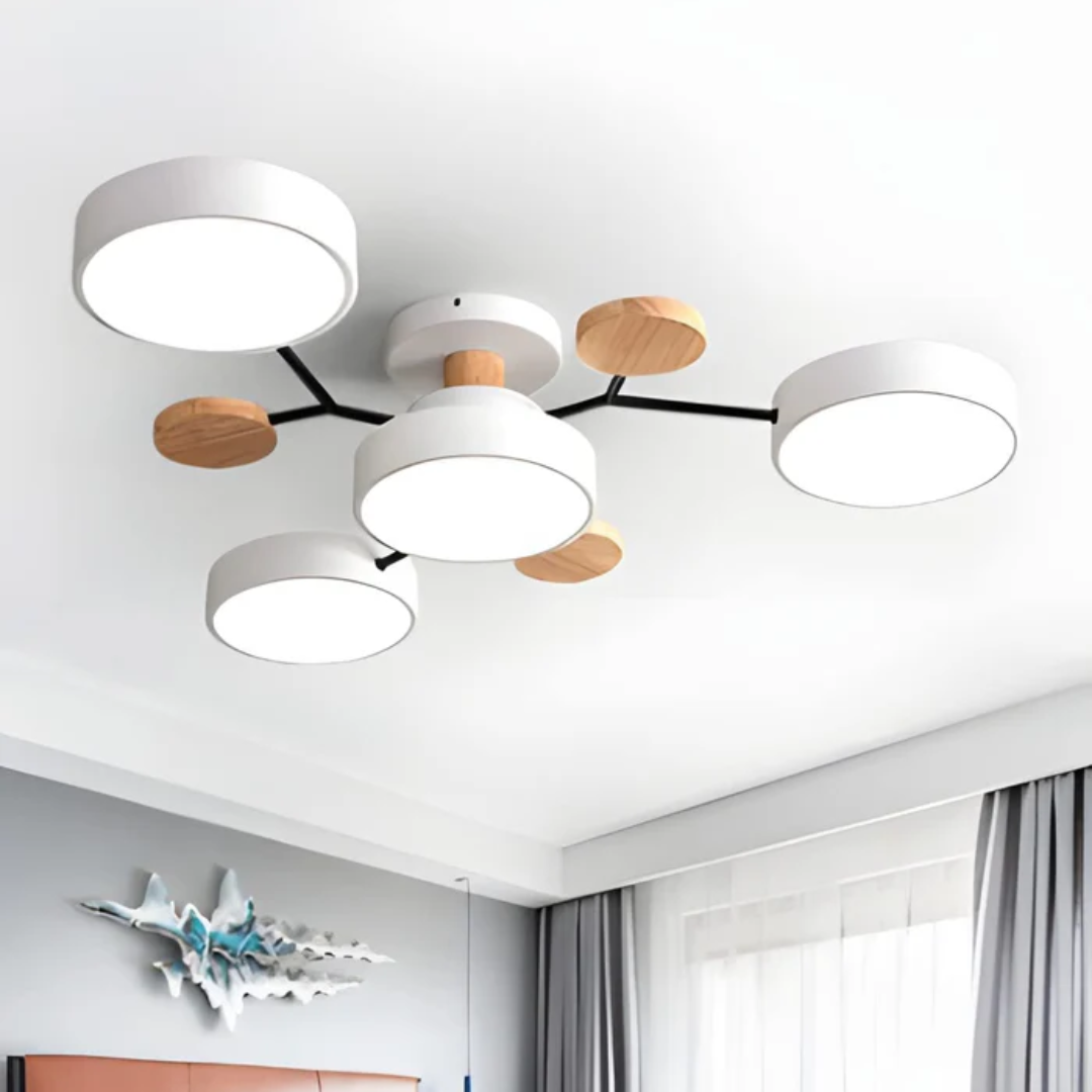 Plafonnier LED Rond Minimaliste pour Intérieurs Modernes Ceiling Lamp Electro Paris Blanc 4 Tasses Blanc chaud