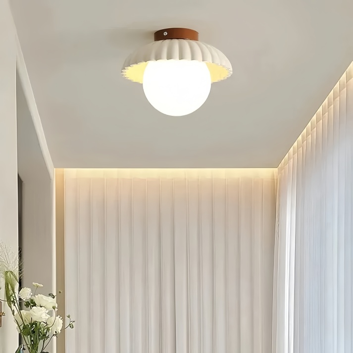 Plafonnier moderne avec bouton de fleur pour couloir et entrée Ceiling Lamp Electro Paris Blanc