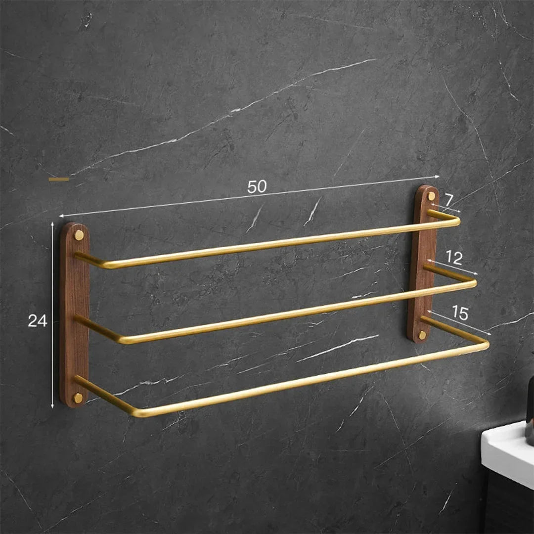 Porte-Serviettes Mural en Noyer Noir – Support Moderne avec Étagère pour Salle de Bain Supports et porte-serviettes Electro Paris