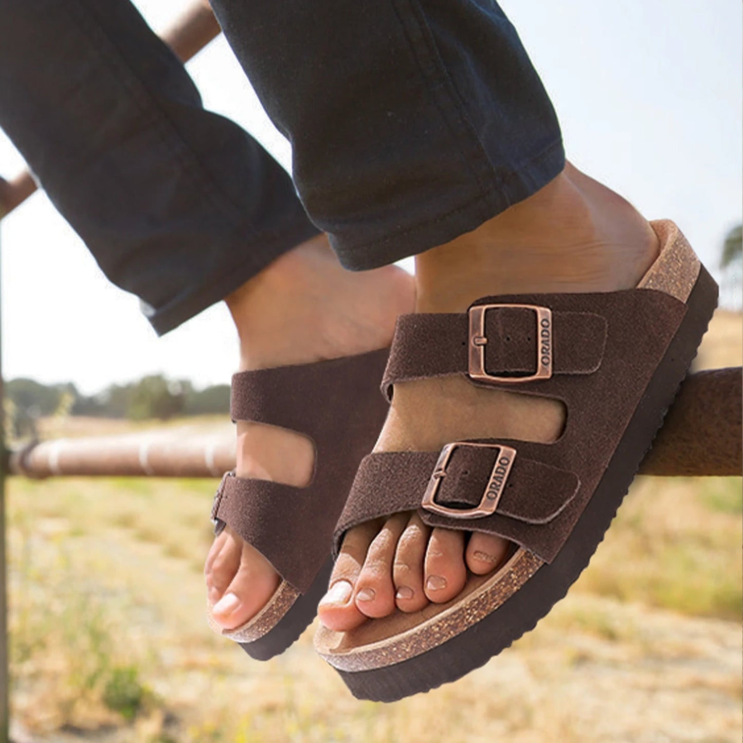 Sandales Femme en Liège avec Double Boucle – Confort Naturel et Soutien Quotidien Sandales orthopédiques Electro Paris