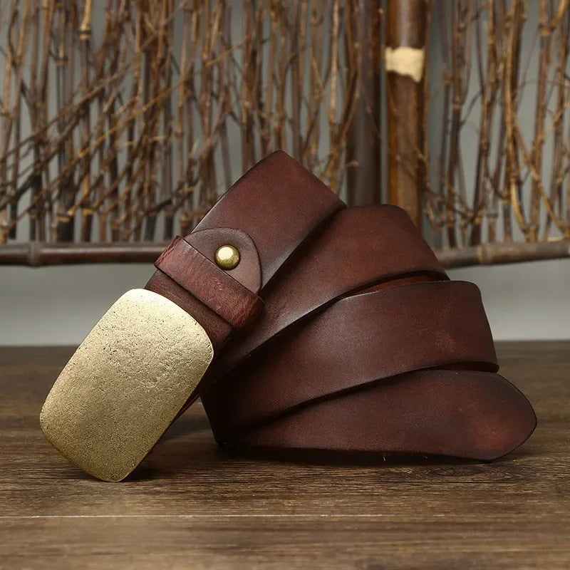 Ceinture En Cuir Pleine Fleur Avec Boucle En Laiton Massif Et Finitions Cousues Main Pour Style Intemporel Men's Belt Electro Paris Marron foncé XS