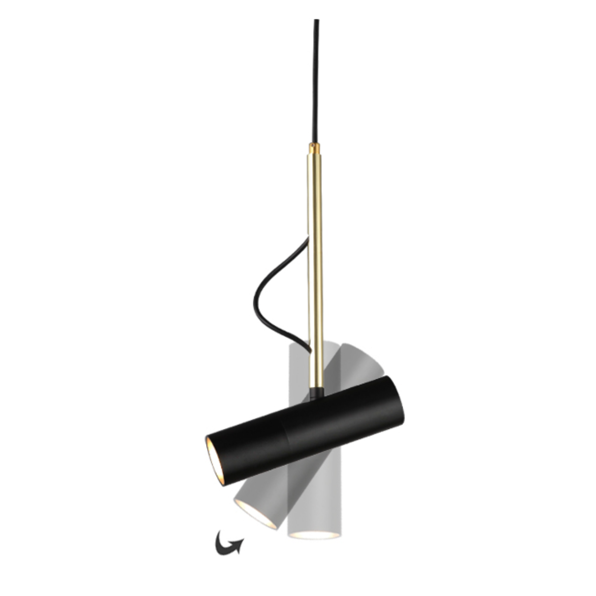 Plafonnier – Suspension Lampe Orientable avec Tige Dorée, Luminaire Moderne pour Bureau et Maison Éclairage Electro Paris