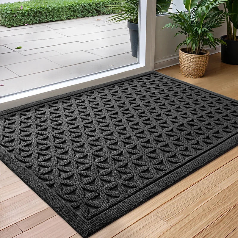 Paillasson Absorbant à Profil Bas – Tapis d'Entrée Antidérapant pour Intérieur et Extérieur Tapis de porte Electro Paris Noir B 45cm x 75cm