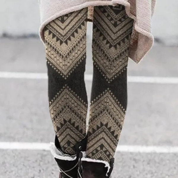 Legging Femme Hiver – Motifs Ethniques et Confort Leggings Electro Paris Marron S