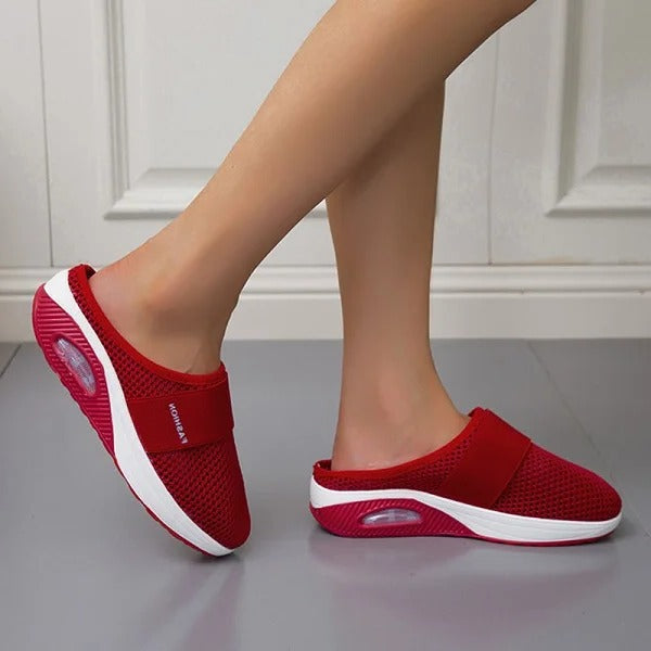 Sandales à Talon Compensé Confort Plus – Maintien et Élégance au Quotidien Women's Shoes Electro Paris Rouge 35