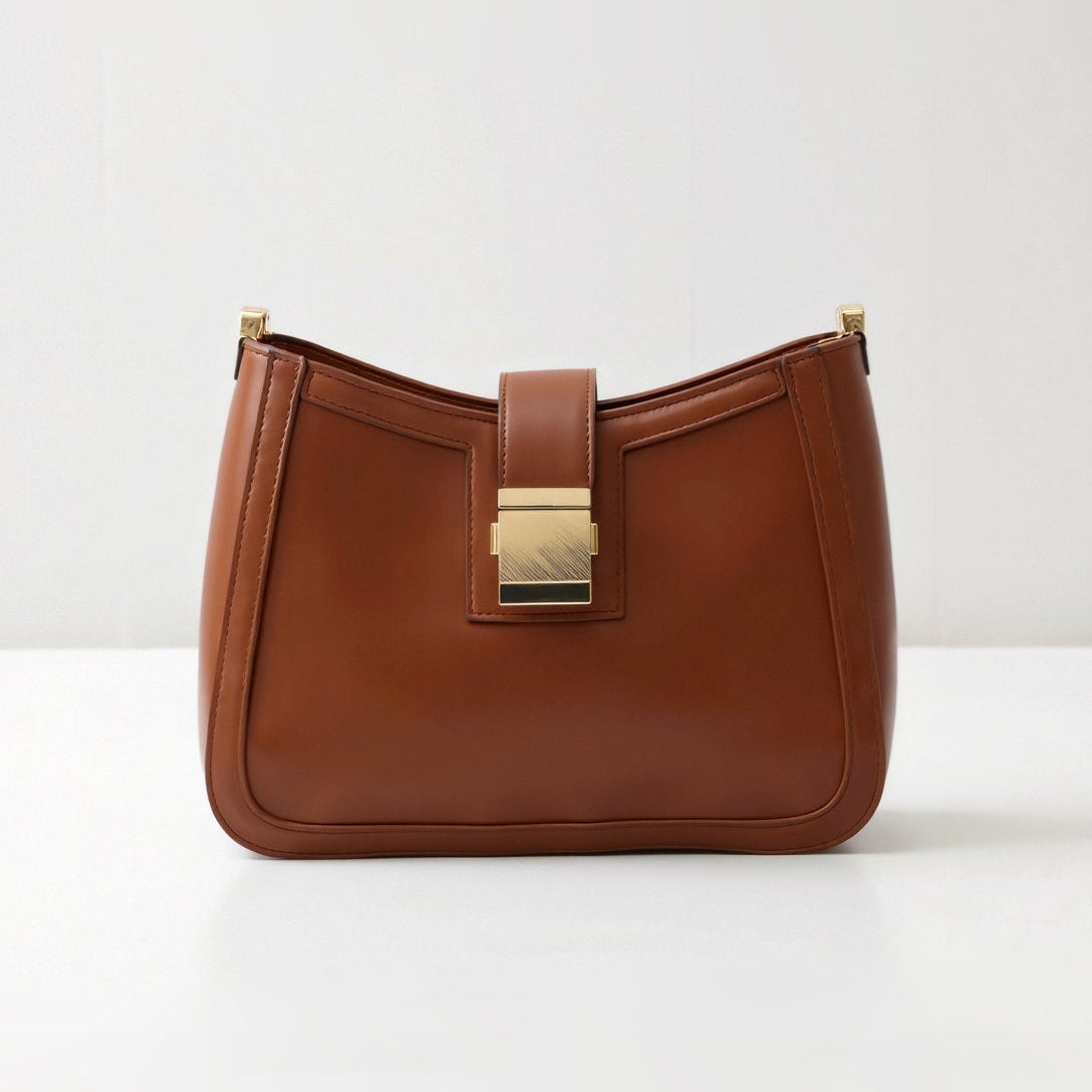 Sac À Main – Élégante Sacoche Structurée En Similicuir Elegance Leather Bag Electro Paris Marron