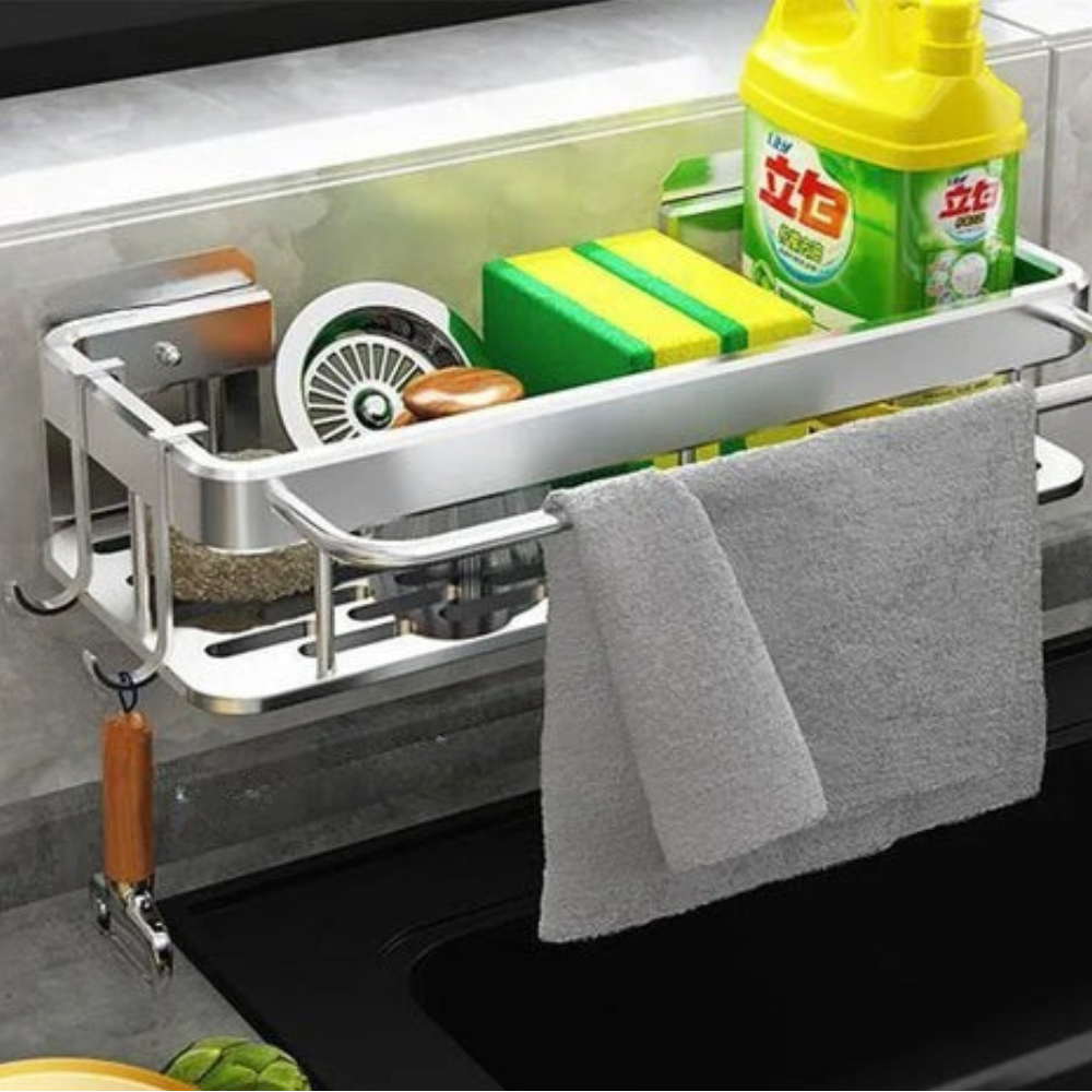 Étagère de Salle de Bain Autocollante – Organisateur de Douche en Aluminium Sans Perçage Étagères de salle de bain Electro Paris Argent