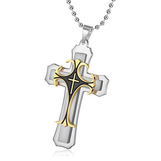 Collier Homme Pendentif Croix En Acier Inoxydable Avec Chaîne De 24 Pouces