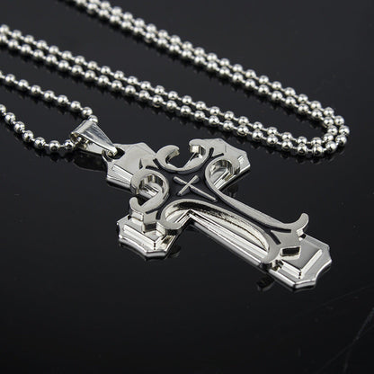 Collier Homme Pendentif Croix En Acier Inoxydable Avec Chaîne De 24 Pouces