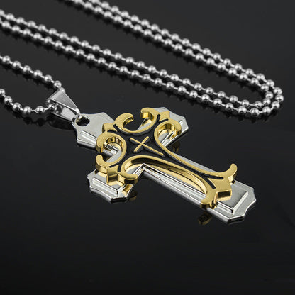 Collier Homme Pendentif Croix En Acier Inoxydable Avec Chaîne De 24 Pouces