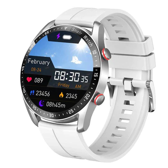 Montre Intelligente Connectée Multifonctionnelle Avec Suivi De Santé Et Appels Bluetooth Smartwatch Classic Electro Paris Blanc