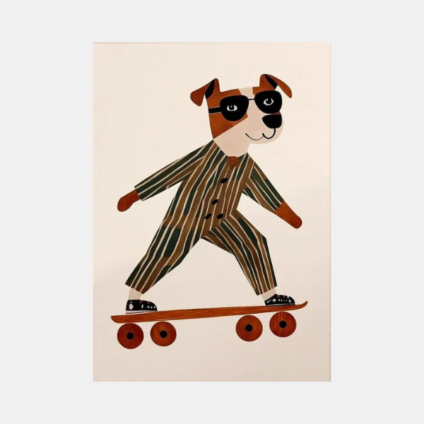 Art Mural pour Chambre d'Enfant avec Animaux Skateurs – Affiche Colorée pour Décor de Garderie Art mural Electro Paris 14 30x42cm Sans Cadre