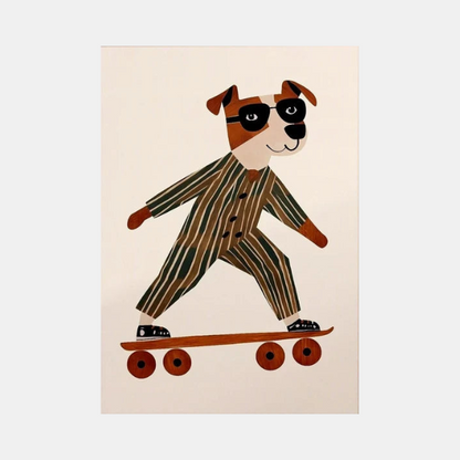 Art Mural pour Chambre d'Enfant avec Animaux Skateurs – Affiche Colorée pour Décor de Garderie Art mural Electro Paris 14 30x42cm Sans Cadre