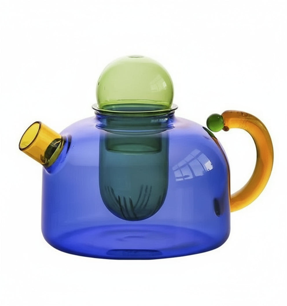 Théière En Verre Moderne Avec Tasse Et Détails Néon Inspirés De Tokyo Teapot Electro Paris