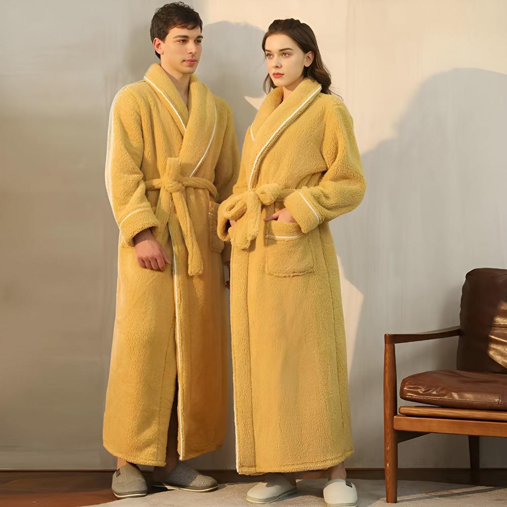 Peignoir De Bain En Flanelle – Doux, Confortable Et Élégant Pour Homme Et Femme Toute L’Année Bath robe Electro Paris Jaune M