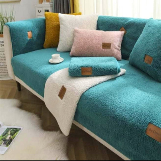 Housse De Canapé Élégante Et Rembourrée Avec Protection Contre L’Usure Et Anti-Dérapante Sofa Cover Electro Paris Vert 45x45cm Taies d'oreiller