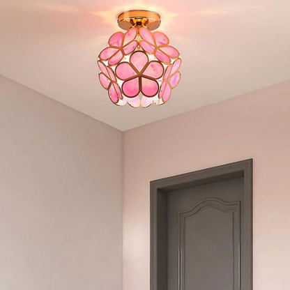 Plafonnier en Verre Doré – Éclat Floral et Élégance Intemporelle Ceiling Lamp Electro Paris