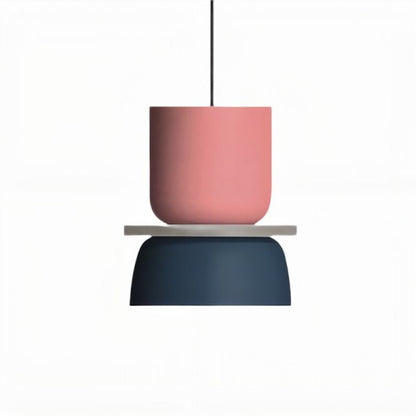Suspension Minimaliste Moderne avec Accent en Bois pour Éclairage de Cuisine et Salle à Manger Éclairage Electro Paris Rose + Bleu (S)