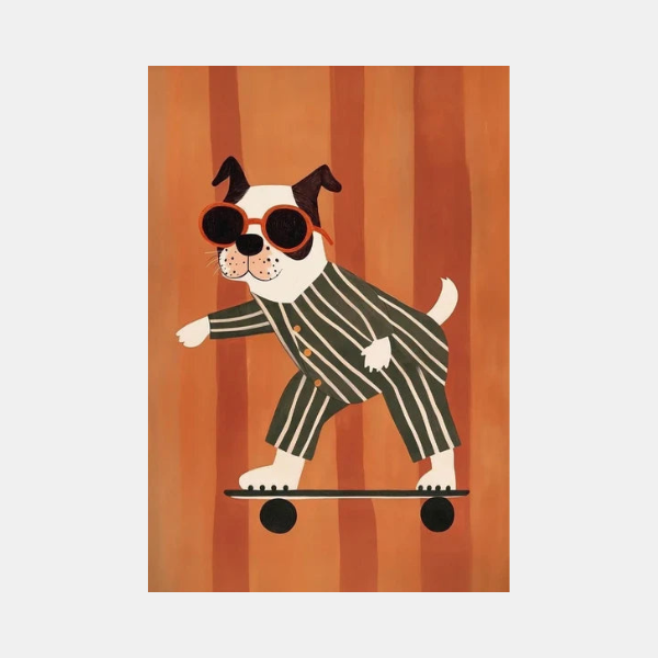 Art Mural pour Chambre d'Enfant avec Animaux Skateurs – Affiche Colorée pour Décor de Garderie Art mural Electro Paris 2 40x50cm Sans Cadre