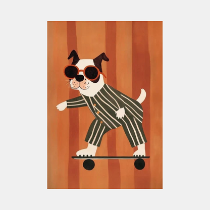 Art Mural pour Chambre d'Enfant avec Animaux Skateurs – Affiche Colorée pour Décor de Garderie Art mural Electro Paris 2 40x50cm Sans Cadre