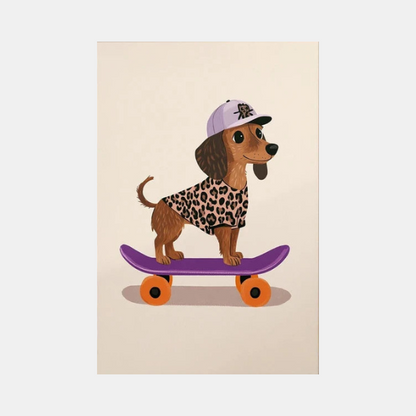 Art Mural pour Chambre d'Enfant avec Animaux Skateurs – Affiche Colorée pour Décor de Garderie Art mural Electro Paris 19 40x50cm Sans Cadre