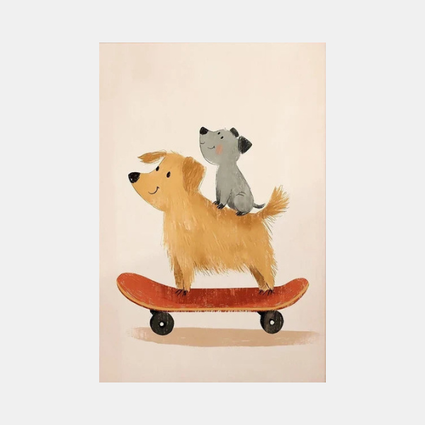 Art Mural pour Chambre d'Enfant avec Animaux Skateurs – Affiche Colorée pour Décor de Garderie Art mural Electro Paris 8 40x50cm Sans Cadre
