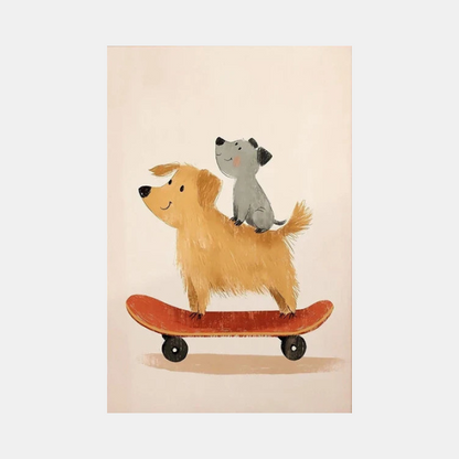 Art Mural pour Chambre d'Enfant avec Animaux Skateurs – Affiche Colorée pour Décor de Garderie Art mural Electro Paris 8 40x50cm Sans Cadre
