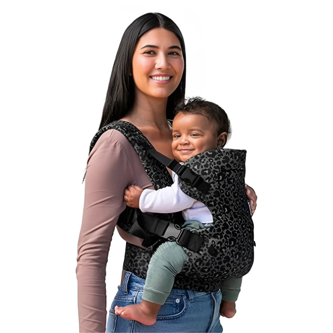 Porte-Bébé Ergonomique 4-en-1 Pour Nouveau-Nés Et Tout-Petits Avec Bretelles Rembourrées Et Ceinture Large Baby Carrier Electro Paris Léopard noir et gris