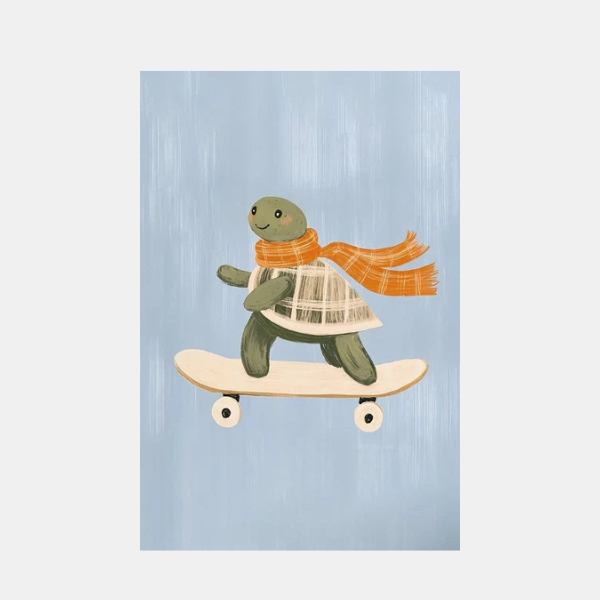 Art Mural pour Chambre d'Enfant avec Animaux Skateurs – Affiche Colorée pour Décor de Garderie Art mural Electro Paris 7 40x50cm Sans Cadre