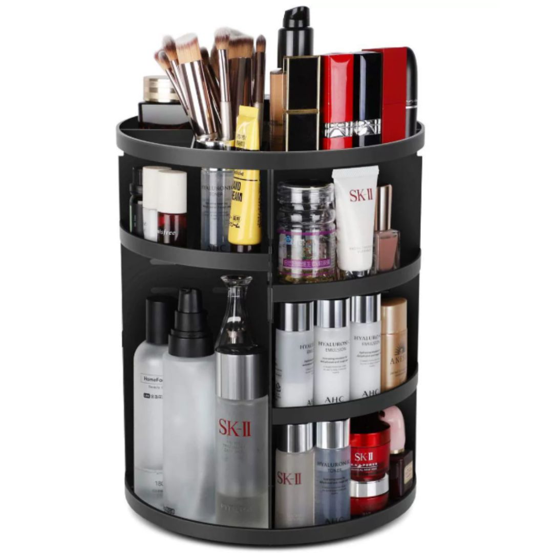 Organisateur de Maquillage Rotatif 360° – Rangement Intelligent pour Rouge à Lèvres, Pinceaux et Accessoires Makeup organizer Electro Paris Noir